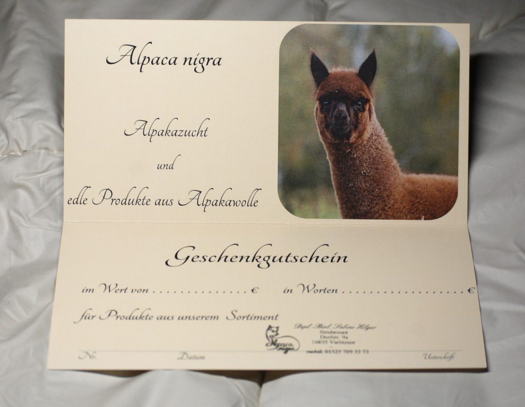 Gutschein Alpaca nigra